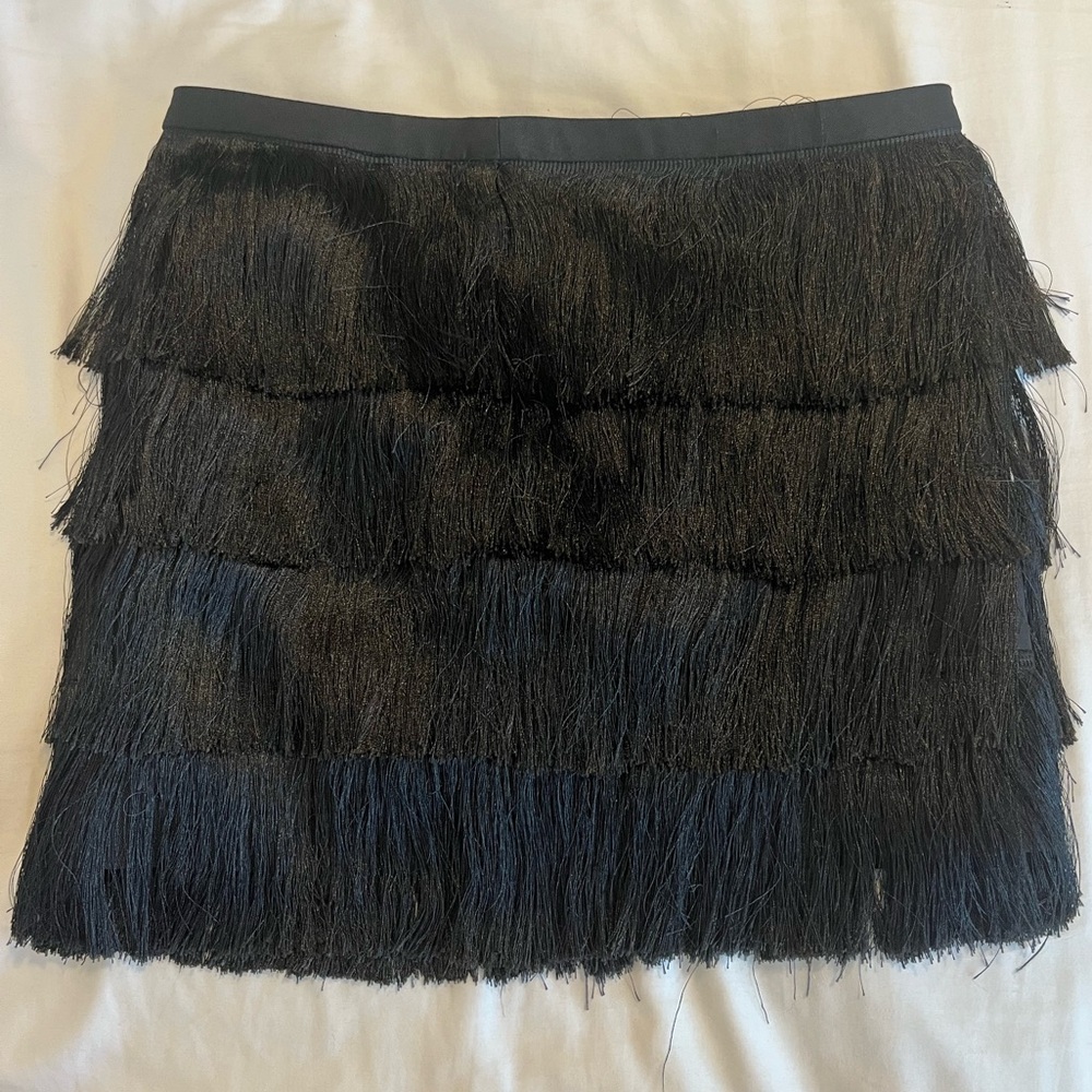 NWT - H&M black fringe skirt